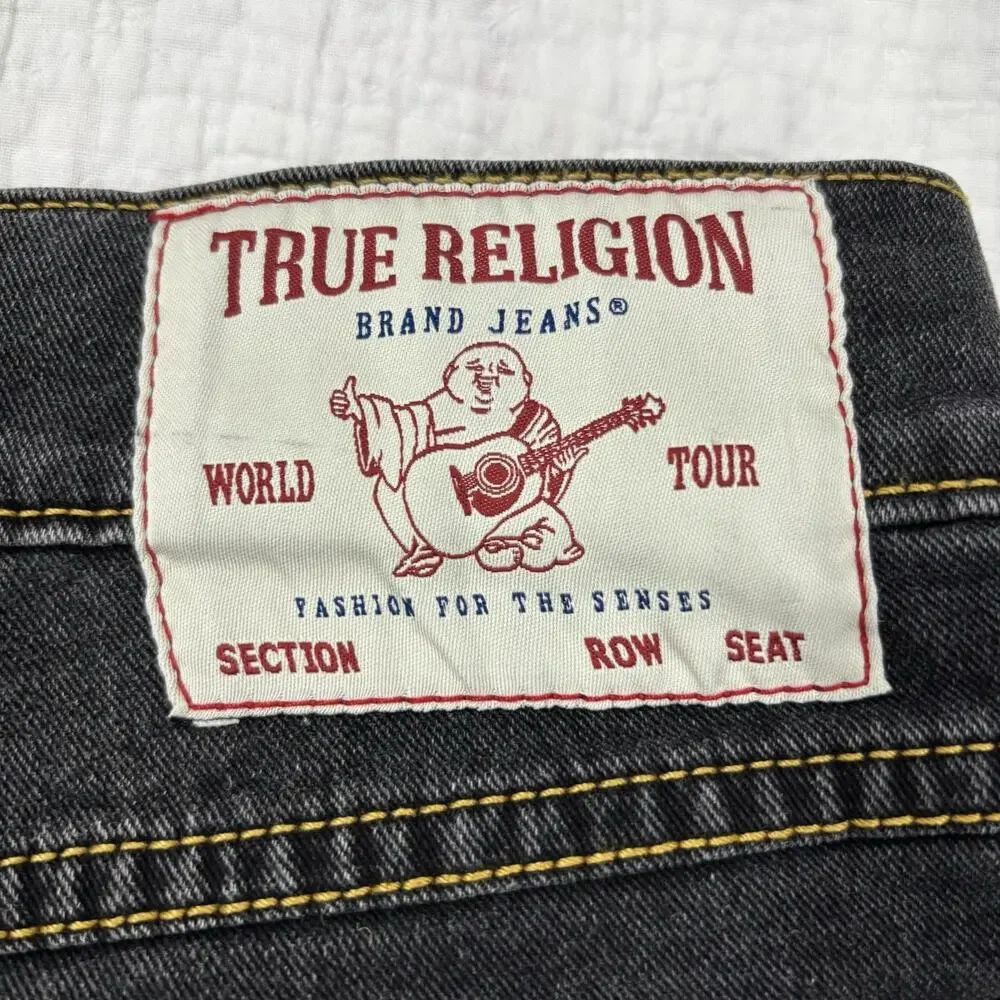 True Religion Ricky Jeans Mens 34x32 Relaxed Straight Medium Black Pants